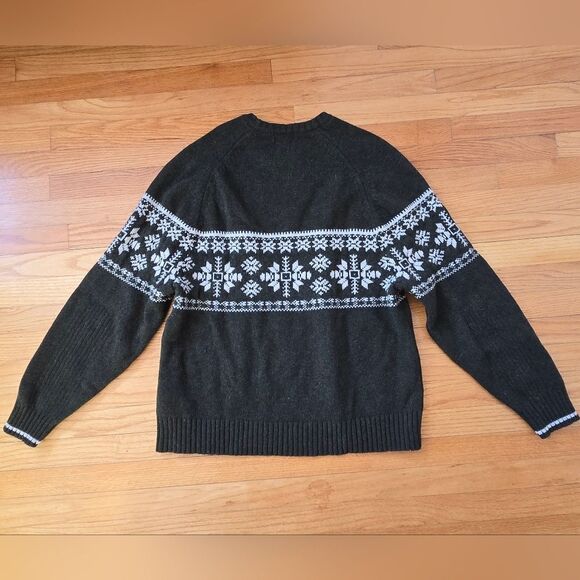 EDDIE BAUER wool sweater Nordic Cabin-core Ski Snow Green - Picture 2 of 10